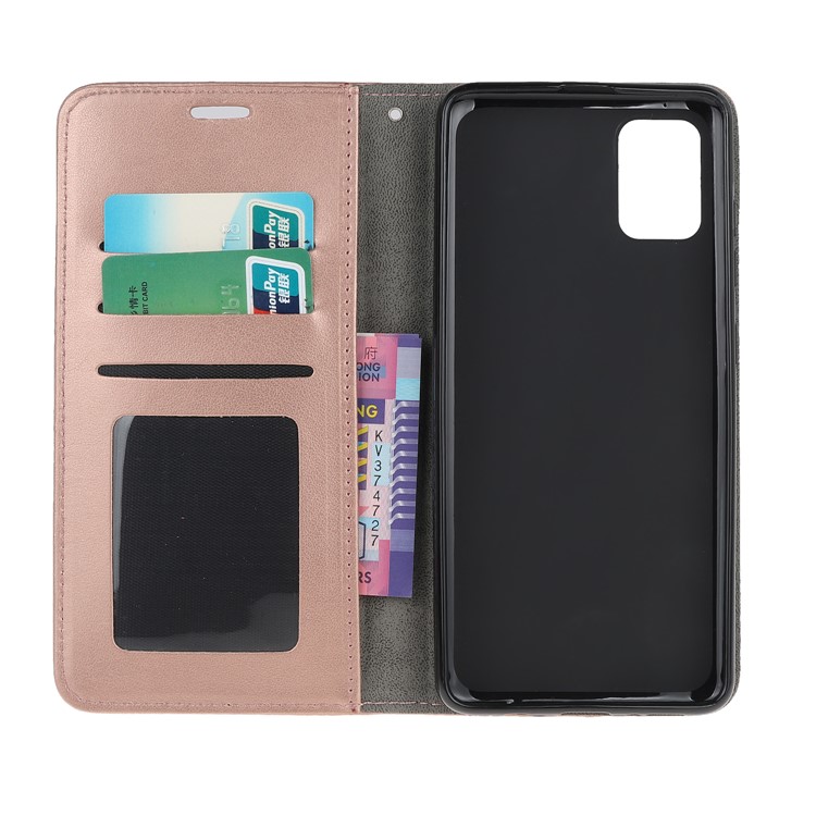 Imprint Cat and Fish Bone Wallet Leather Cover for Samsung Galaxy A51 - Rose Gold-6