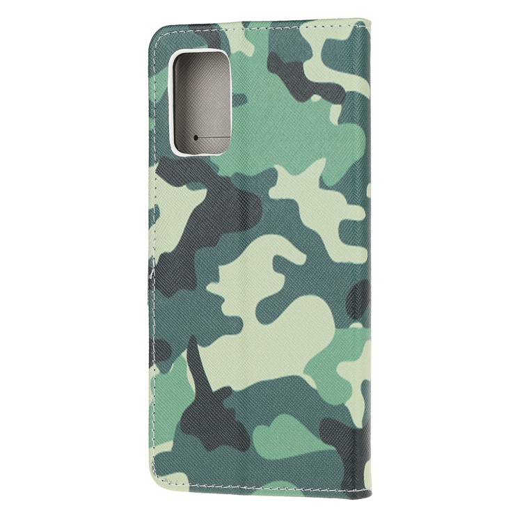 Pattern Printing Cross Texture Leather Wallet Shell for Samsung Galaxy S20 Plus - Camouflage Pattern-3
