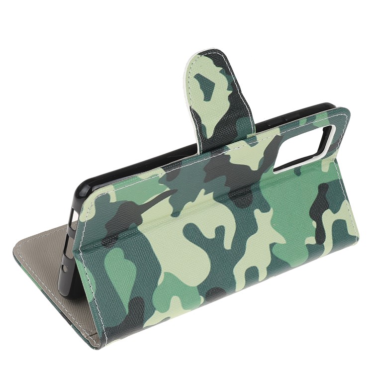 Pattern Printing Cross Texture Leather Wallet Shell for Samsung Galaxy S20 Plus - Camouflage Pattern-4