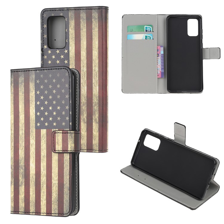 Pattern Printing Wallet Leather Case for Samsung Galaxy S20 Plus - Vintage US Flag-1