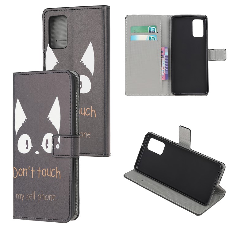 Pattern Printing Wallet Leather Case for Samsung Galaxy S20 Plus - Don't Touch My Cell Phone-1