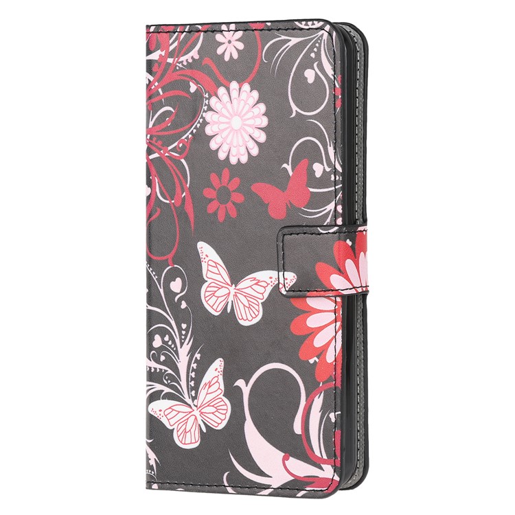 Pattern Printing Wallet Leather Case for Samsung Galaxy S20 Plus - Butterfly and Flower-2