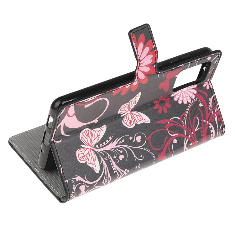 Pattern Printing Wallet Leather Case for Samsung Galaxy S20 Plus - Butterfly and Flower-4