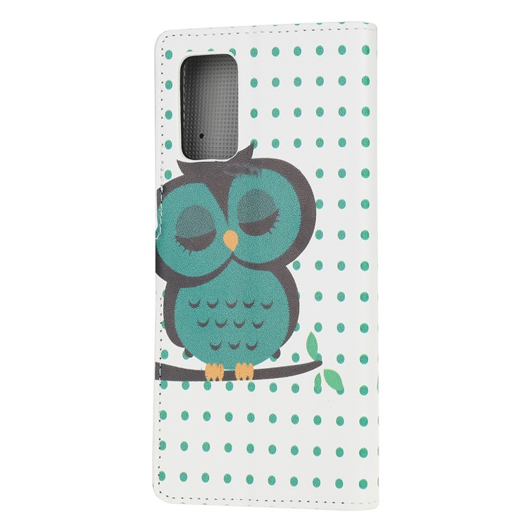 Pattern Printing Wallet Leather Case for Samsung Galaxy S20 Plus - Green Owl-3