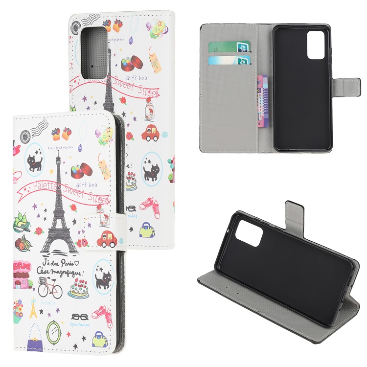 Pattern Printing Wallet Leather Case for Samsung Galaxy S20 Plus - Palettes Sweet Street-1