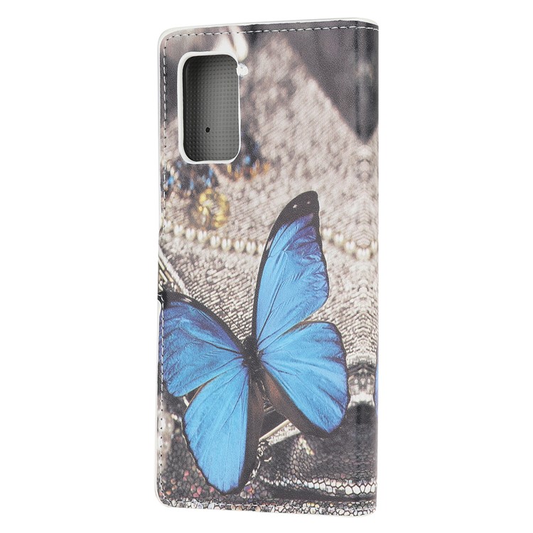 Pattern Printing Wallet Leather Case for Samsung Galaxy S20 Plus - Blue Butterfly-3