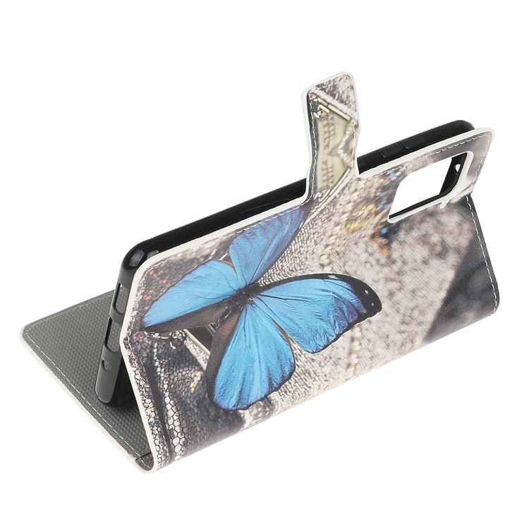 Pattern Printing Wallet Leather Case for Samsung Galaxy S20 Plus - Blue Butterfly-4