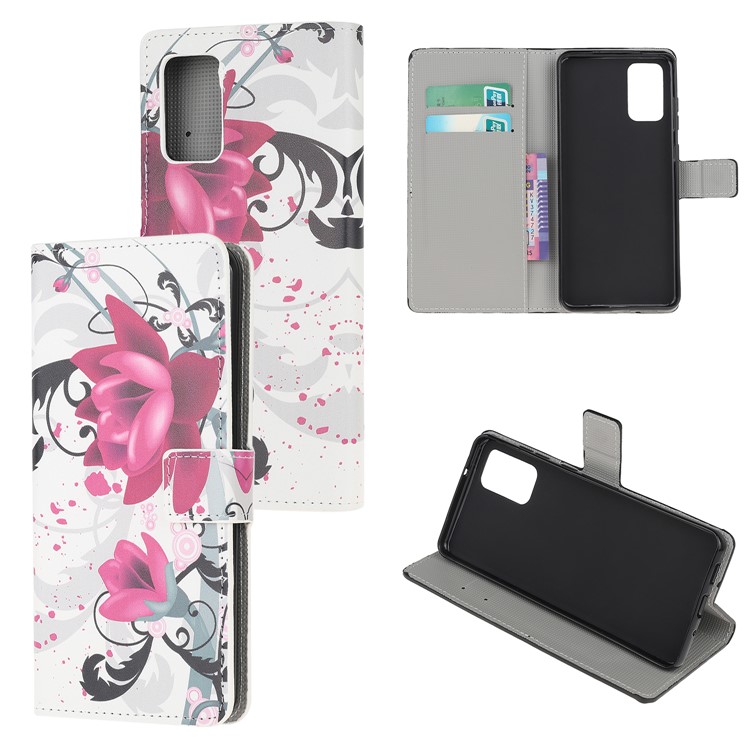Pattern Printing Wallet Leather Case for Samsung Galaxy S20 Plus - Pretty Flower-1