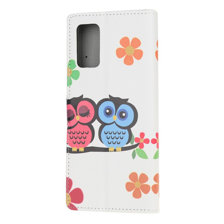Pattern Printing Wallet Leather Case for Samsung Galaxy S20 Plus - Owls and Flowers-3