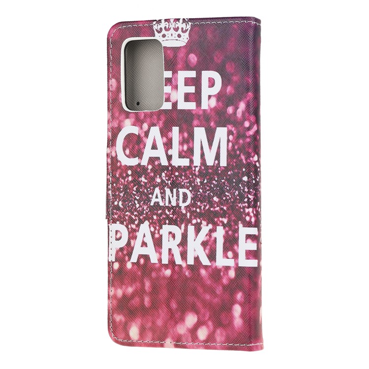 Pattern Printing Cross Texture Leather Wallet Phone Case for Samsung Galaxy S20 - Keep Calm and Sparkle-3