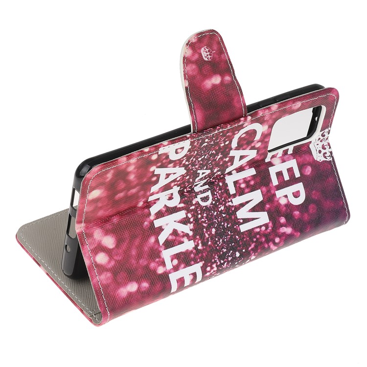 Pattern Printing Cross Texture Leather Wallet Phone Case for Samsung Galaxy S20 - Keep Calm and Sparkle-4
