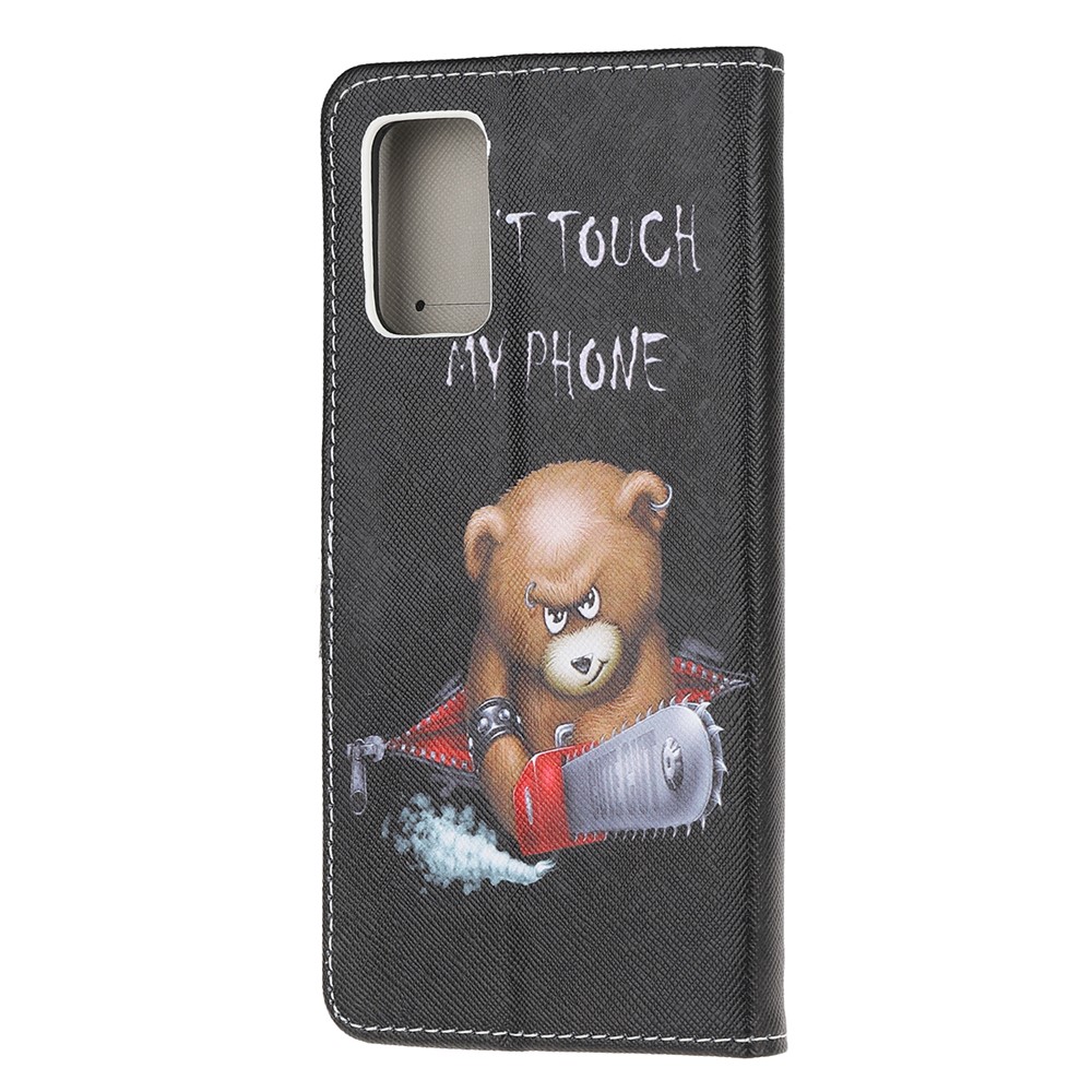 Pattern Printing Cross Texture Leather Wallet Phone Case for Samsung Galaxy S20 - Angry Bear-3