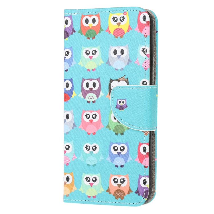 Pattern Printing Cross Texture Leather Wallet Phone Case for Samsung Galaxy S20 - Multiple Owls-2