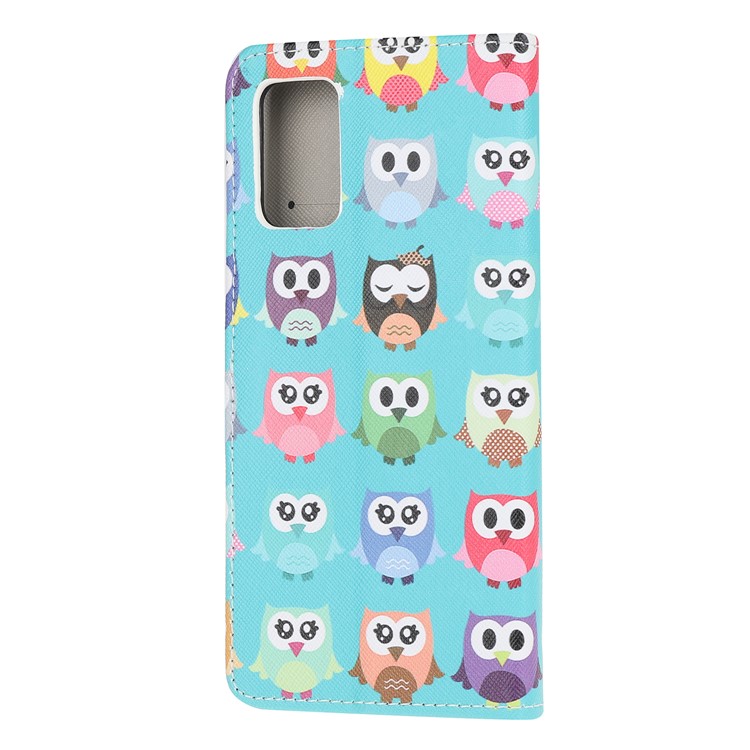 Pattern Printing Cross Texture Leather Wallet Phone Case for Samsung Galaxy S20 - Multiple Owls-3