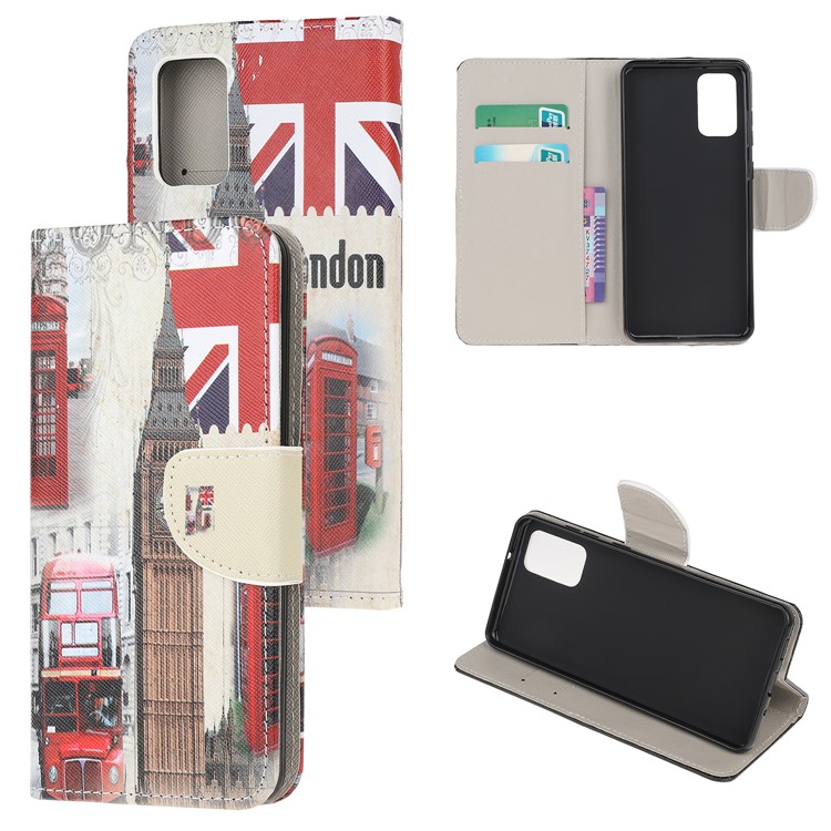 Pattern Printing Cross Texture Leather Wallet Phone Case for Samsung Galaxy S20 - UK Flag-1