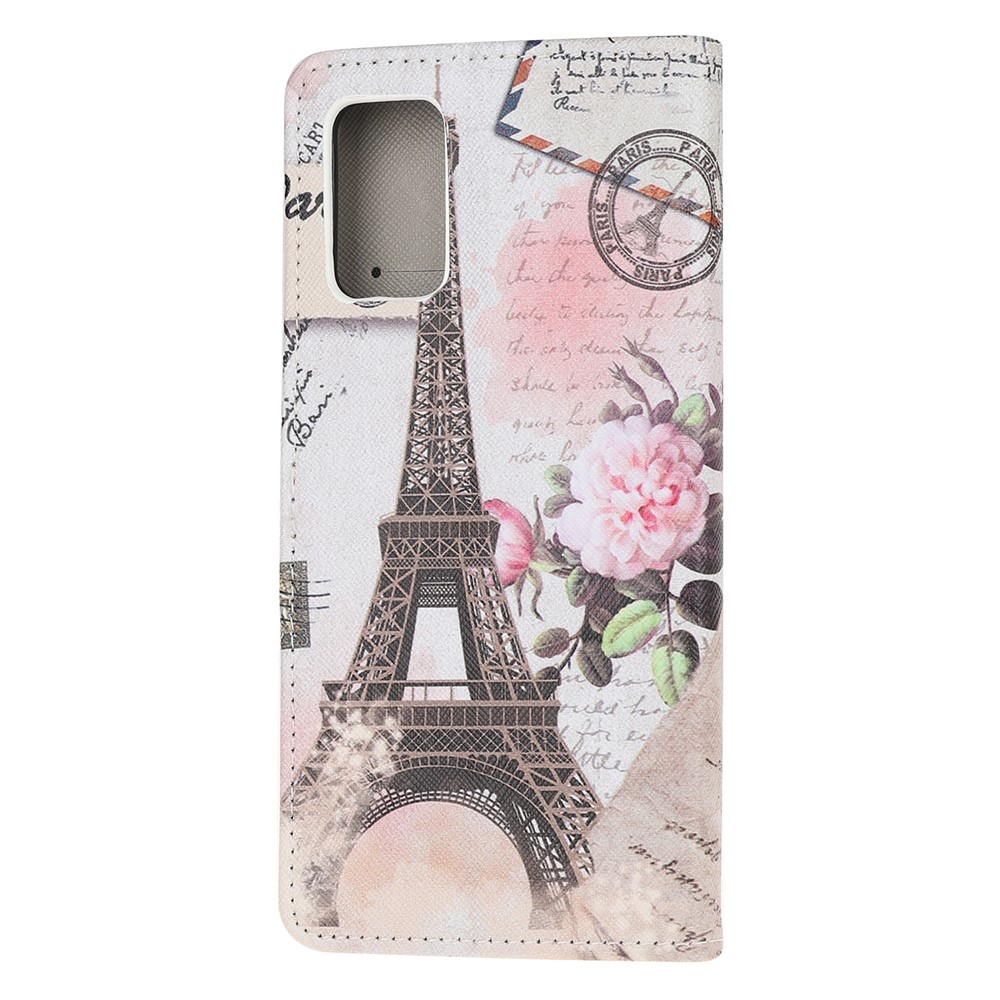 Pattern Printing Cross Texture Leather Wallet Phone Case for Samsung Galaxy S20 - Paris Tower-3