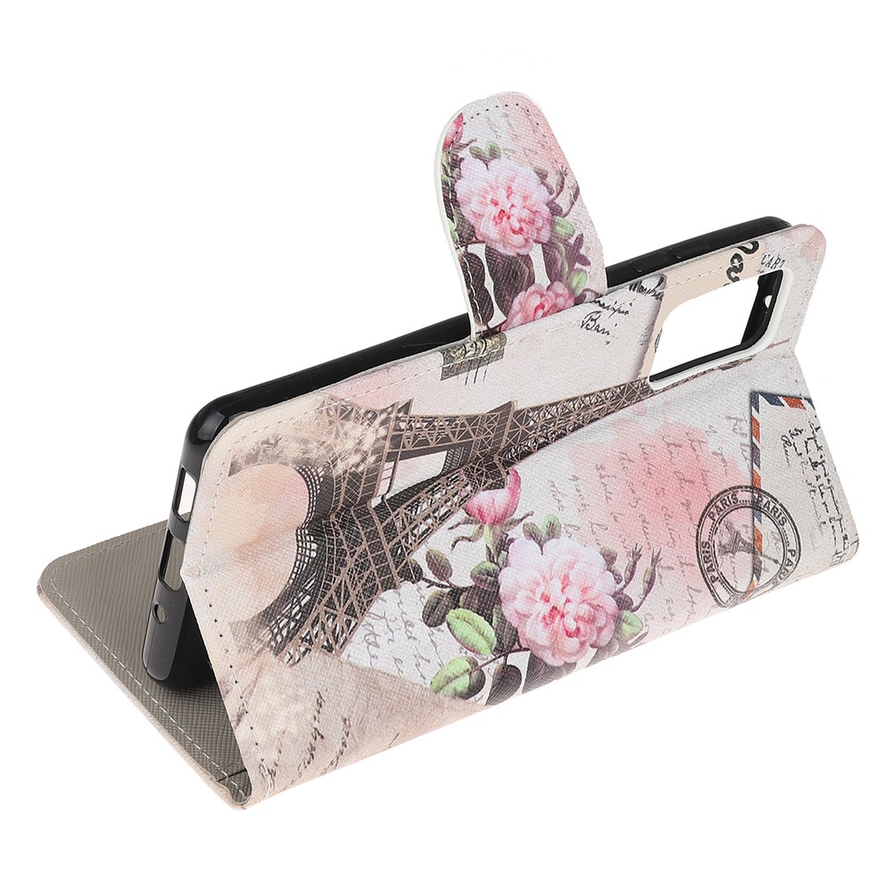Pattern Printing Cross Texture Leather Wallet Phone Case for Samsung Galaxy S20 - Paris Tower-4