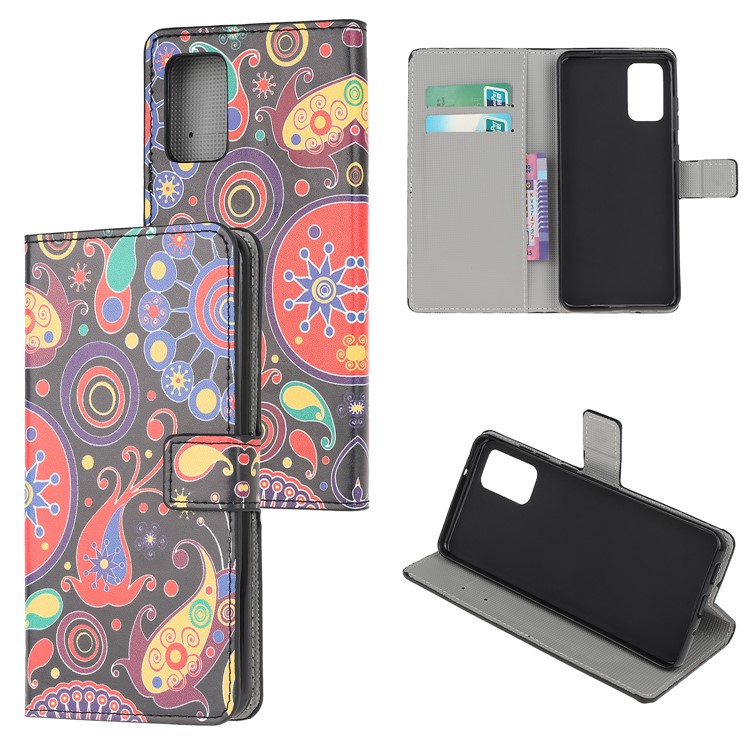 Wallet Phone Case Printing PU Leather Cover for Samsung Galaxy S20 - Paisley Flower-1