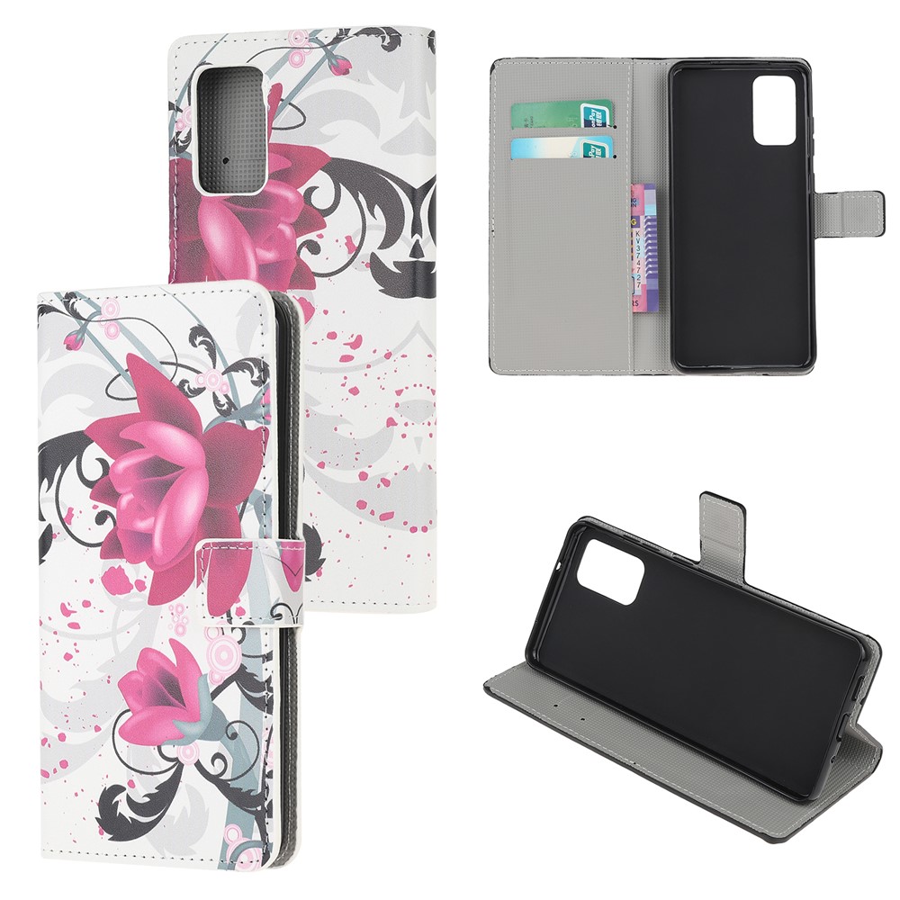 Wallet Phone Case Printing PU Leather Cover for Samsung Galaxy S20 - Pretty Flower-1