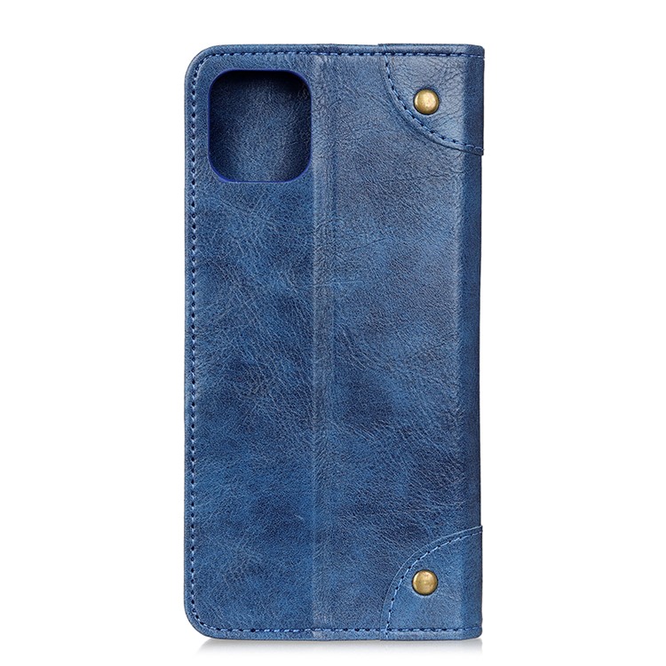 Crazy Horse Auto-absorbed Split Leather Wallet Cover Shell for Samsung Galaxy S20 Ultra - Blue-2