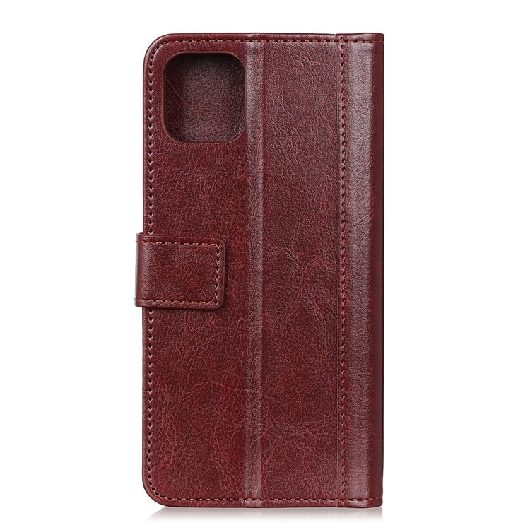 Rivet Decor Crazy Horse Leather Wallet Phone Shell for Samsung Galaxy S20 Ultra - Brown-2
