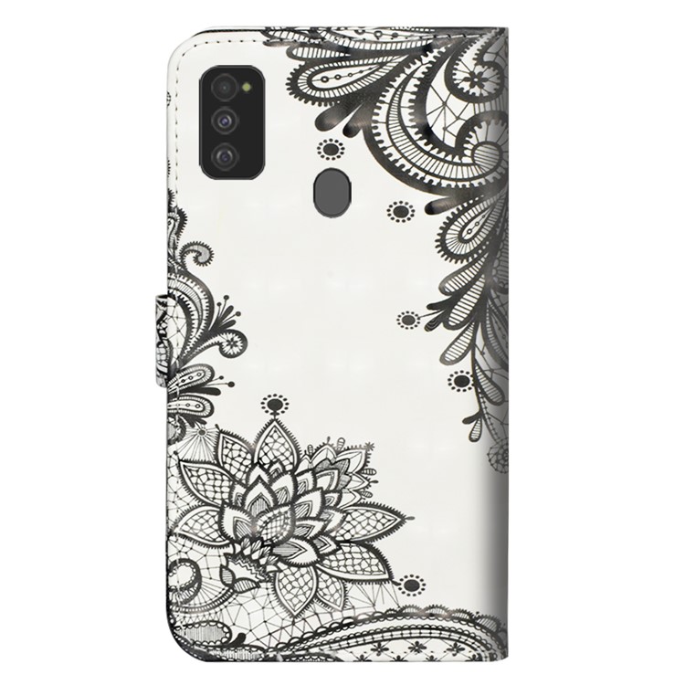 Light Spot Decor 3D Printing Leather Cell Shell with Strap for Samsung Galaxy M30s/M21 - Lace-3