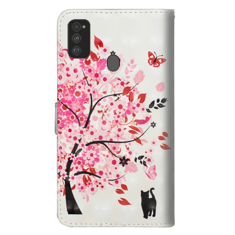 Light Spot Decor 3D Printing Leather Cell Shell with Strap for Samsung Galaxy M30s/M21 - Pink Tree-3