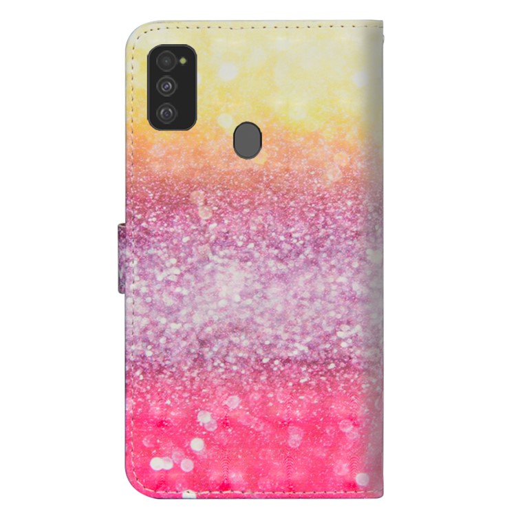 Light Spot Decor 3D Printing Leather Cell Shell with Strap for Samsung Galaxy M30s/M21 - Pink and Yellow-3