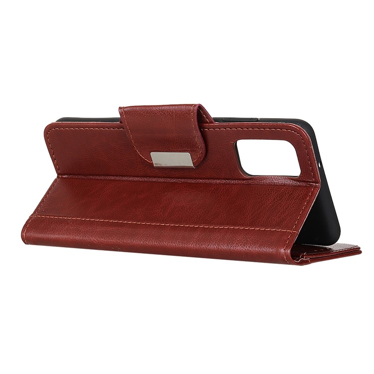 Textured PU Leather Wallet Stand Mobile Phone Cover for Samsung Galaxy S20 Ultra - Brown-4