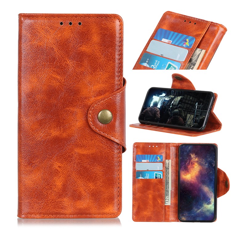 Textured PU Leather Wallet Stand Protection Phone Case for Samsung Galaxy S11 Plus 6.9 inch - Orange-1