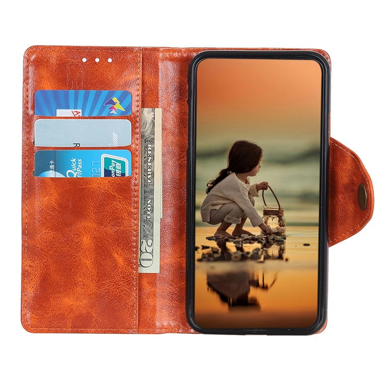 Textured PU Leather Wallet Stand Protection Phone Case for Samsung Galaxy S11 Plus 6.9 inch - Orange-2