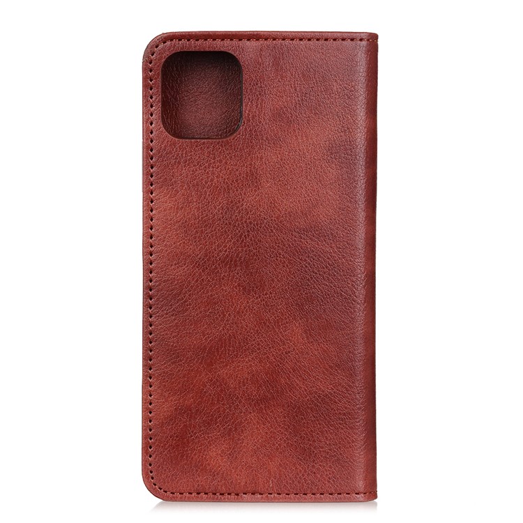 Auto-absorbed Litchi Split Leather Cell Phone Cover for Samsung Galaxy S20 Ultra - Brown-7