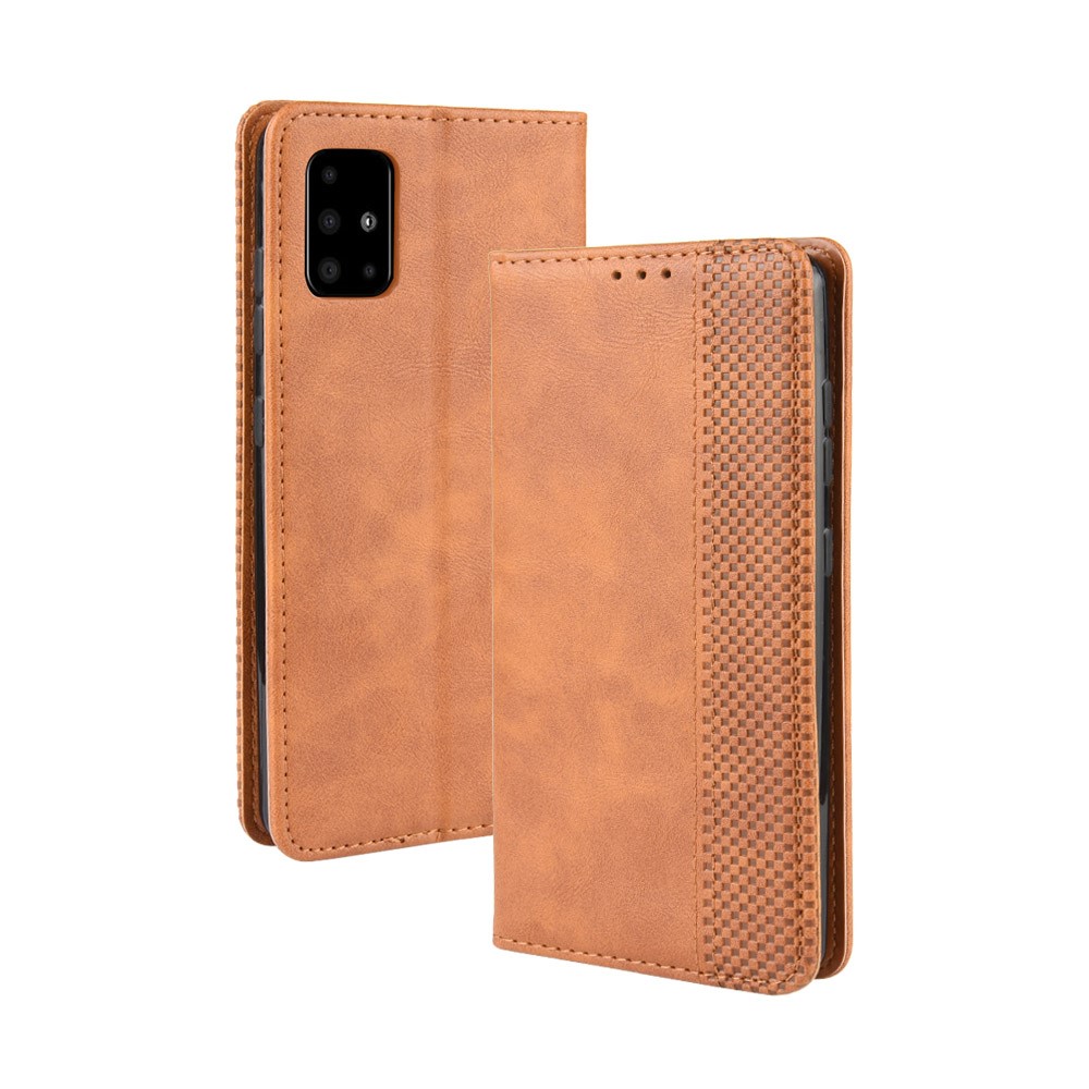 Retro Magnet PU Leather Cell Casing for Samsung Galaxy S20 Ultra - Brown-10