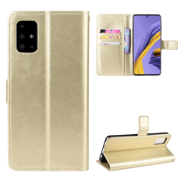 Crazy Horse Wallet Leather Case with Strap for Samsung Galaxy S20 Ultra - Gold