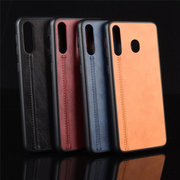 Leather Coated PC + TPU Combo Case for Samsung Galaxy M30/A40s - Black-9