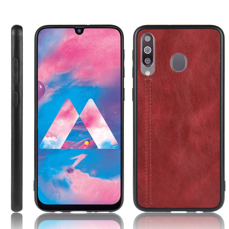 Cuir Enduit PC + TPU Combo Pour Samsung Galaxy M30 / A40s - Rouge-1