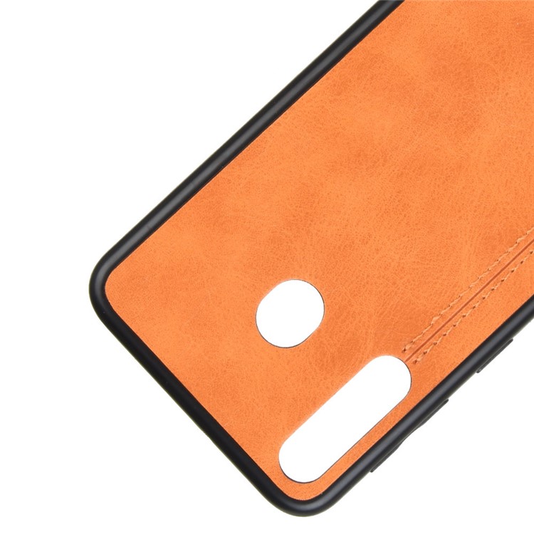 Leather Coated PC + TPU Combo Case for Samsung Galaxy M30/A40s - Yellow-2