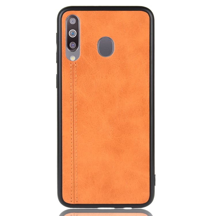 Leather Coated PC + TPU Combo Case for Samsung Galaxy M30/A40s - Yellow-3