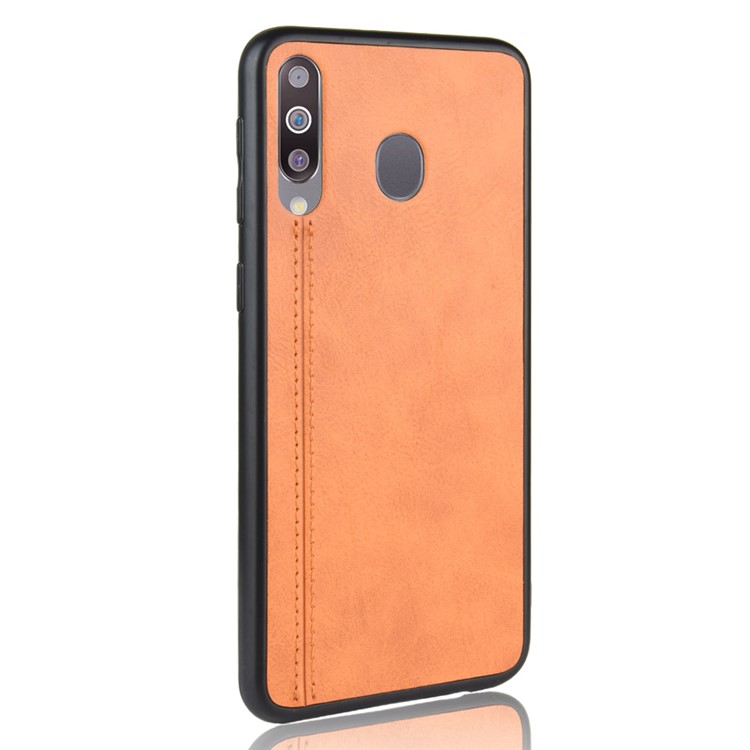 Leather Coated PC + TPU Combo Case for Samsung Galaxy M30/A40s - Yellow-4
