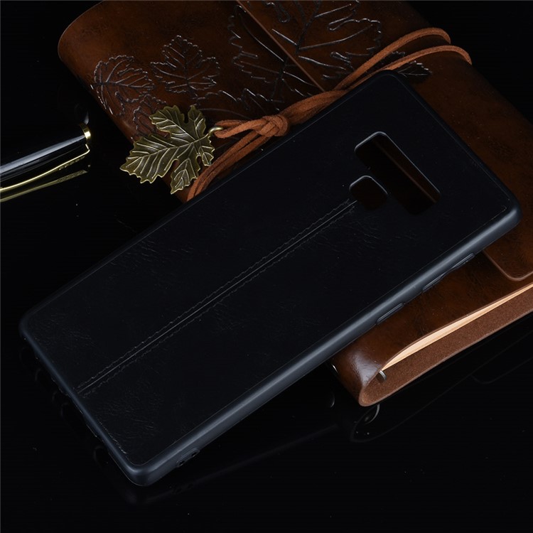 PC en Revêtement en Cuir + Couverture de Boîtier Hybride TPU Pour Samsung Galaxy Note9 SM-N960 - le Noir