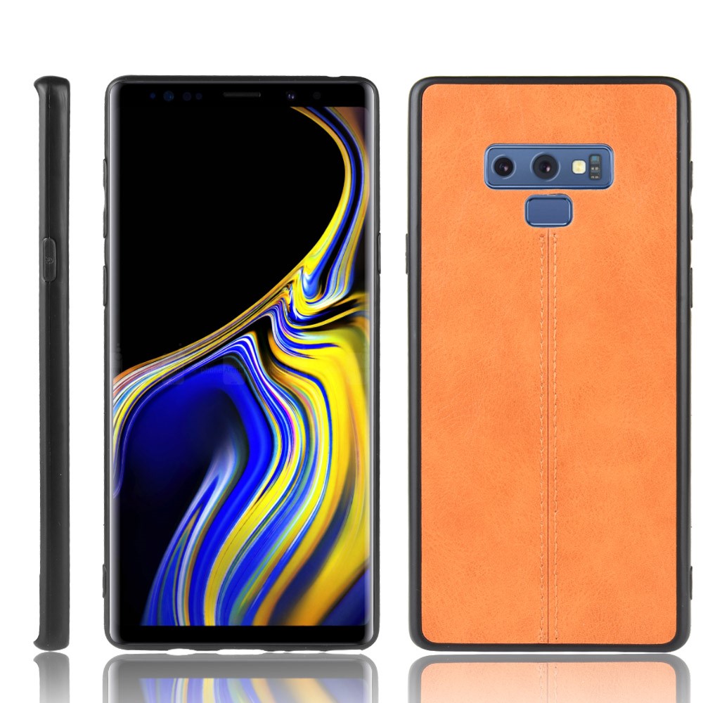 Leather Coated PC + TPU Hybrid Case Cover for Samsung Galaxy Note9 SM-N960 - Yellow-1