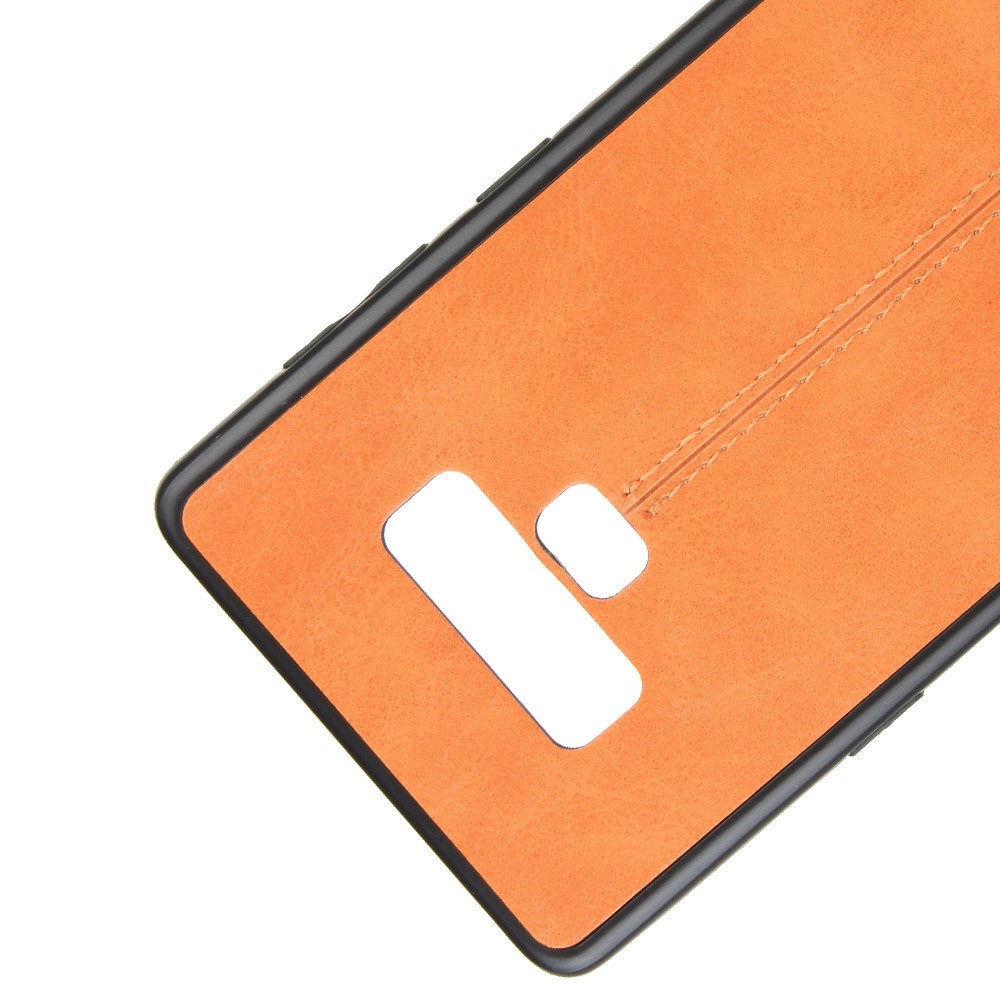 Leather Coated PC + TPU Hybrid Case Cover for Samsung Galaxy Note9 SM-N960 - Yellow-2