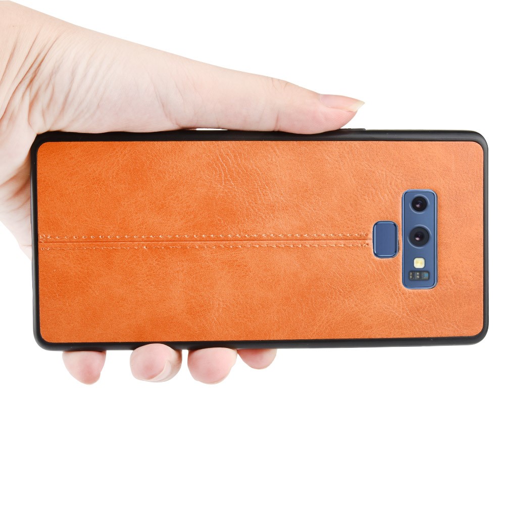 Leather Coated PC + TPU Hybrid Case Cover for Samsung Galaxy Note9 SM-N960 - Yellow-5