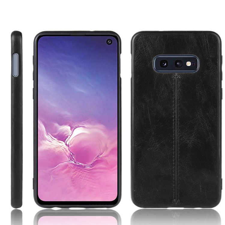 Leather Coated PC + TPU Hybrid Phone Case for Samsung Galaxy S10e - Black-1