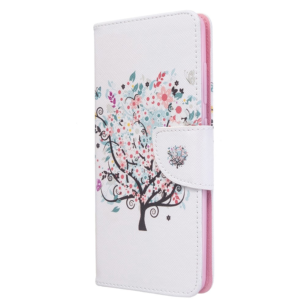 Pattern Printing Leather Wallet Case for Samsung Galaxy A51 - Flowered Tree-2