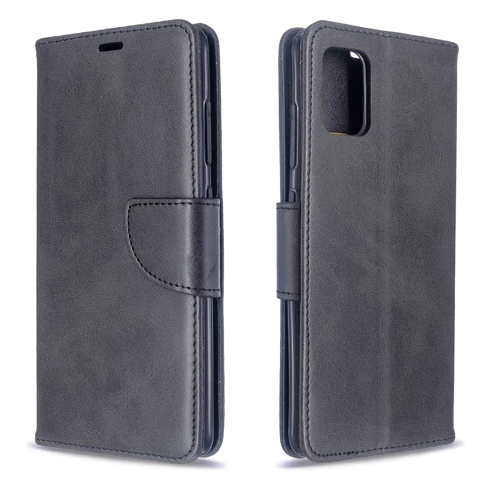 PU Leather Wallet Stand Shell Case for Samsung Galaxy A51 - Black-4