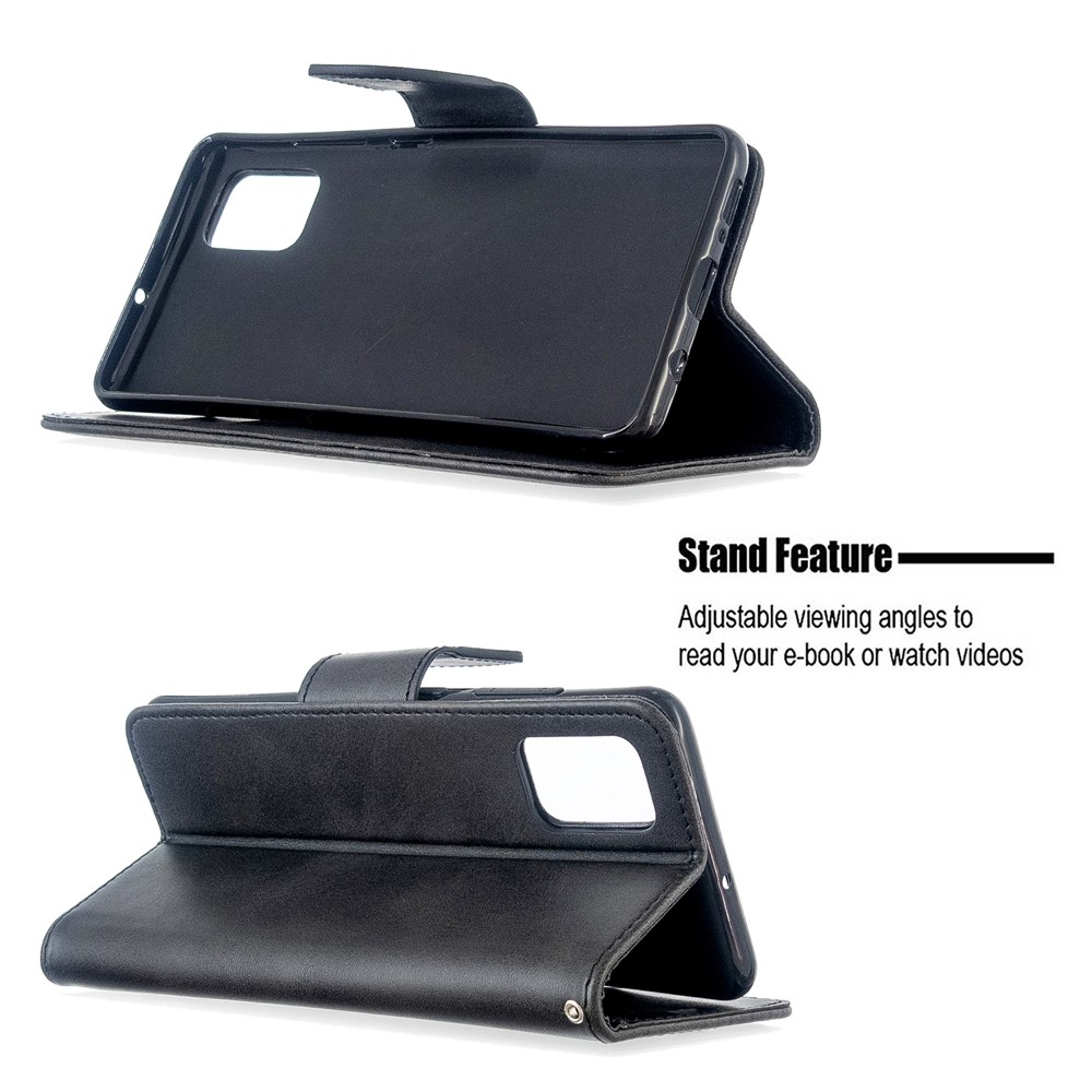 PU Leather Wallet Stand Shell Case for Samsung Galaxy A51 - Black-5