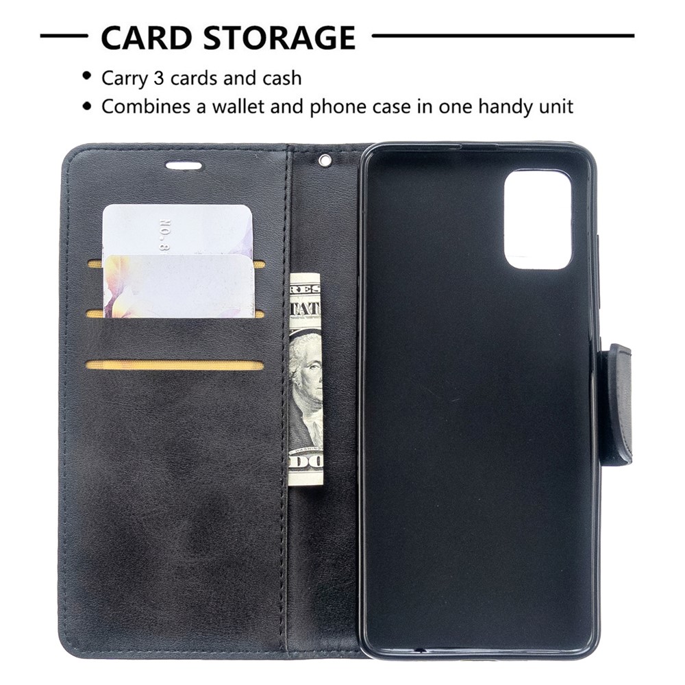 PU Leather Wallet Stand Shell Case for Samsung Galaxy A51 - Black-6