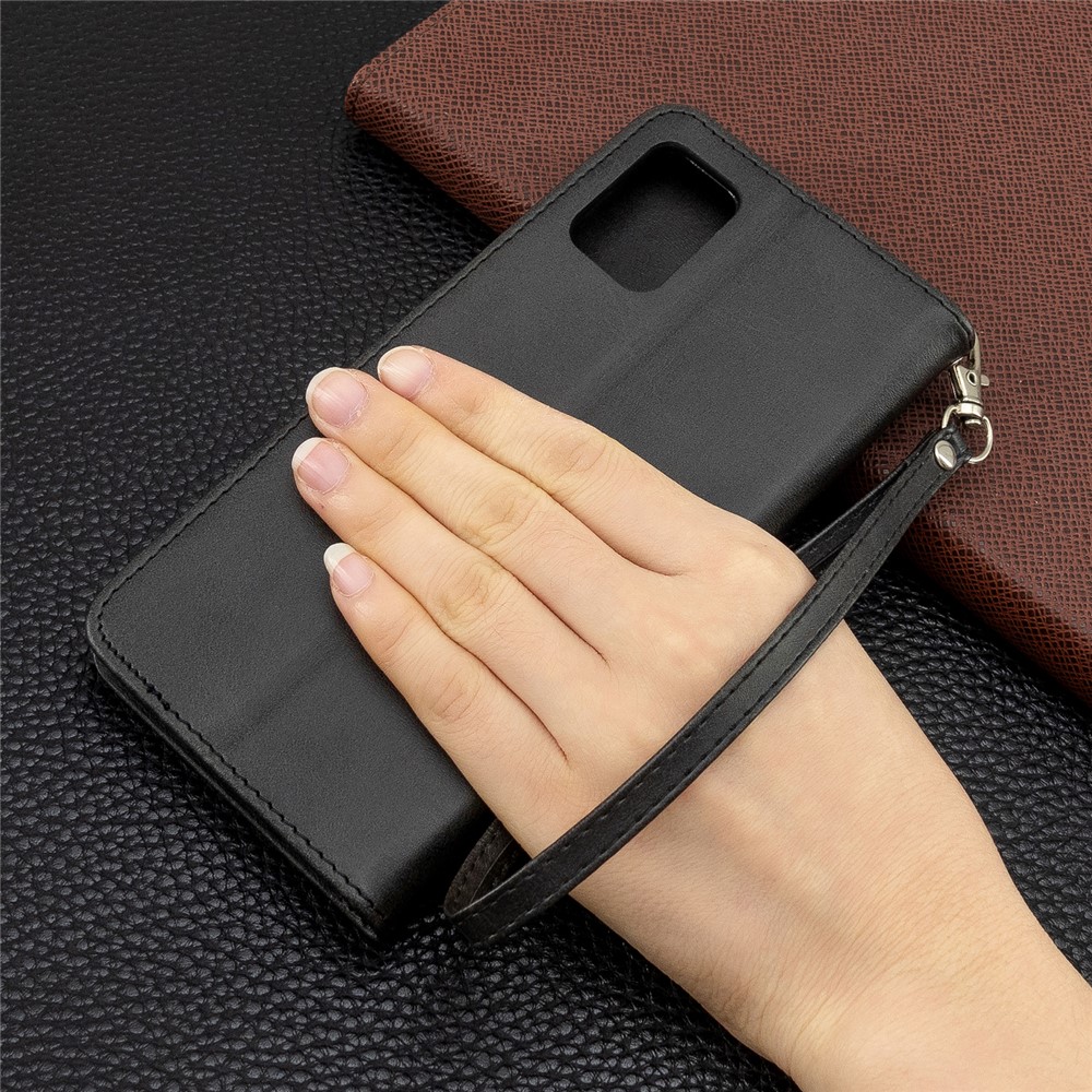 PU Leather Wallet Stand Shell Case for Samsung Galaxy A51 - Black-9