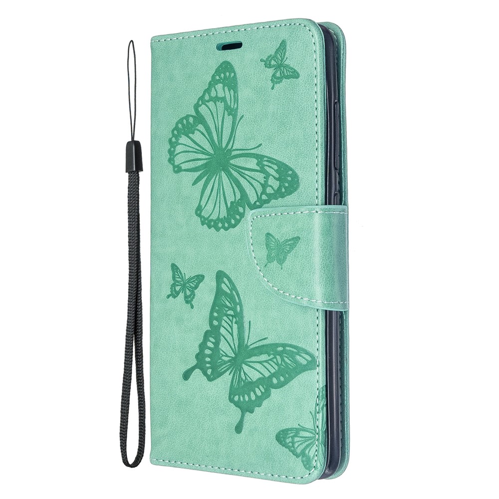 Impresión de la Billetera de Mariposa Case de Cuero Para Samsung Galaxy A51 - Verde-2